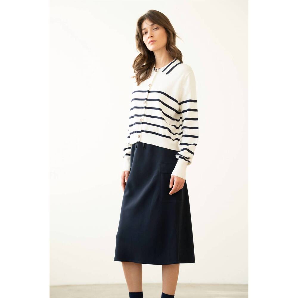 NEW ELLE GREY elastic waist cargo midi skirt in black